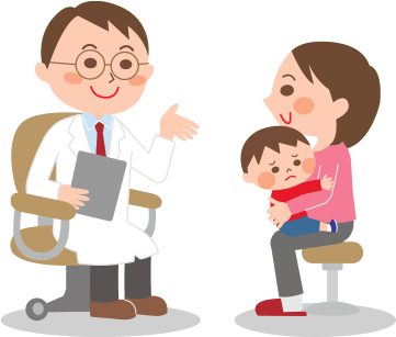 Illustration of a child receiving a medical examination